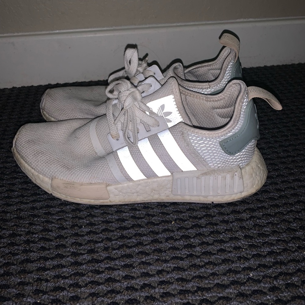 ADIDAS: NMD R1 White Sneakers